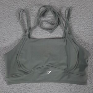 GymShark Bra Womens Small Green Halterneck Crop Cami Tank Yoga Gym Tie Neck